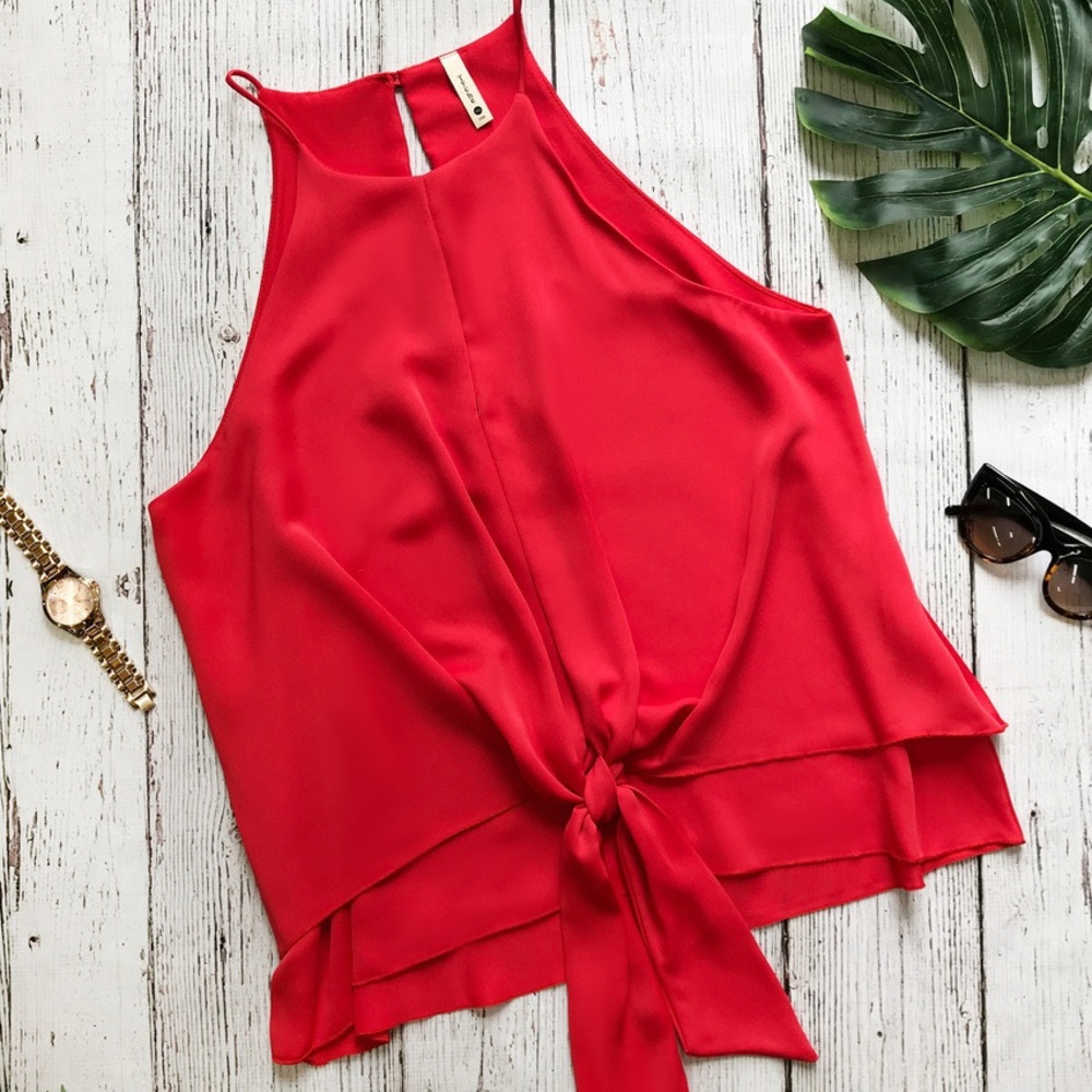 Brenda plus size tiered front knot top